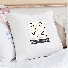 Personalised Love Tiles Cushion Cover delivery to UK